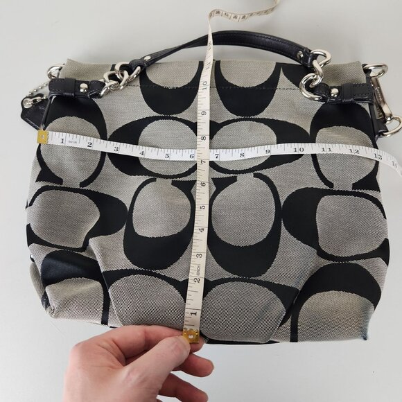 Coach Signature Shoulder Bag Black Gray Brooke Canvas Purse 14473M - Picture 14 of 16